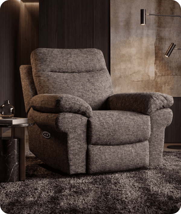 Lunaro Brown Fabric Electric Recliner Armchair