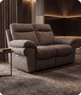 Lunaro Brown Fabric Electric Recliner 2 Seater Sofa