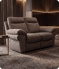 Lunaro Brown Fabric Electric Recliner 2 Seater Sofa