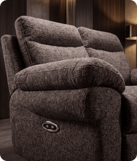 Lunaro Brown Fabric Electric Recliner 2 Seater Sofa