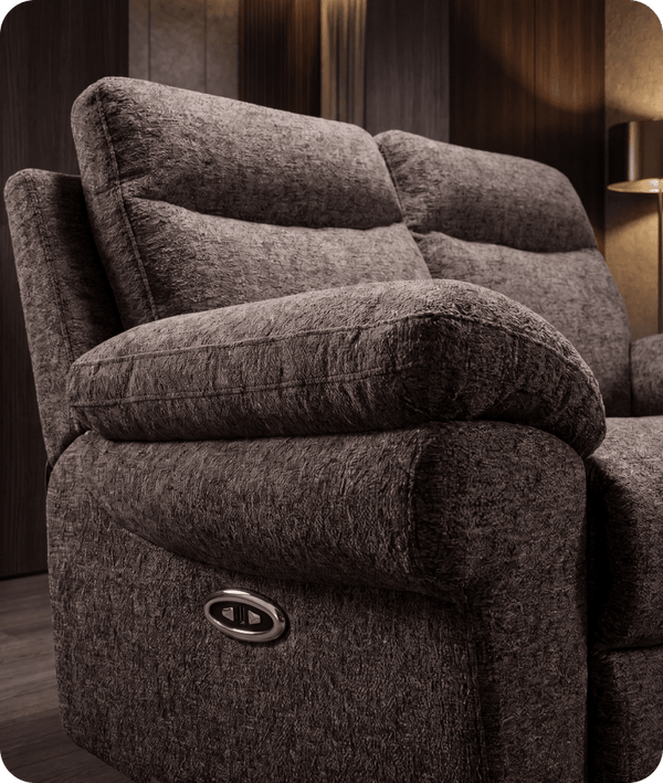Lunaro Brown Fabric Electric Recliner 2 Seater Sofa
