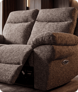Lunaro Brown Fabric Electric Recliner 2 Seater Sofa