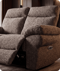 Lunaro Brown Fabric Electric Recliner 2 Seater Sofa