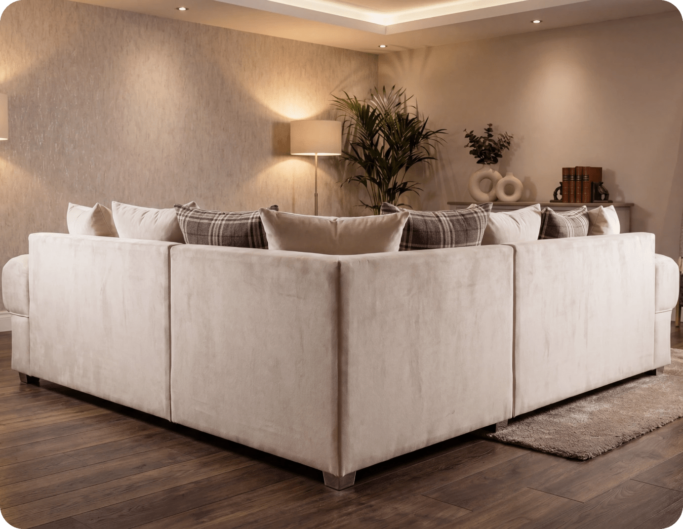 Florence Scatter Back  Cream Fabric Corner Sofa