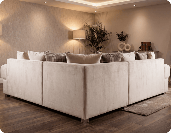 Florence Scatter Back  Cream Fabric Corner Sofa