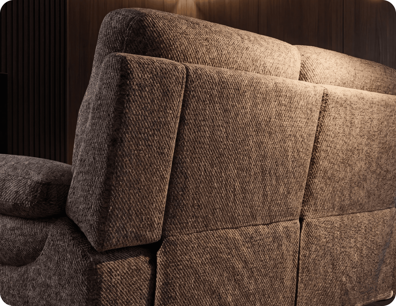 Lunaro Brown Fabric Electric Recliner 2 Seater Sofa