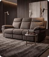 Lunaro Brown Fabric Electric Recliner 3 Seater Sofa