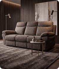 Lunaro Brown Fabric Electric Recliner 3 Seater Sofa