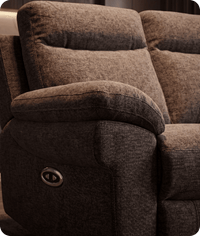 Lunaro Brown Fabric Electric Recliner 3 Seater Sofa