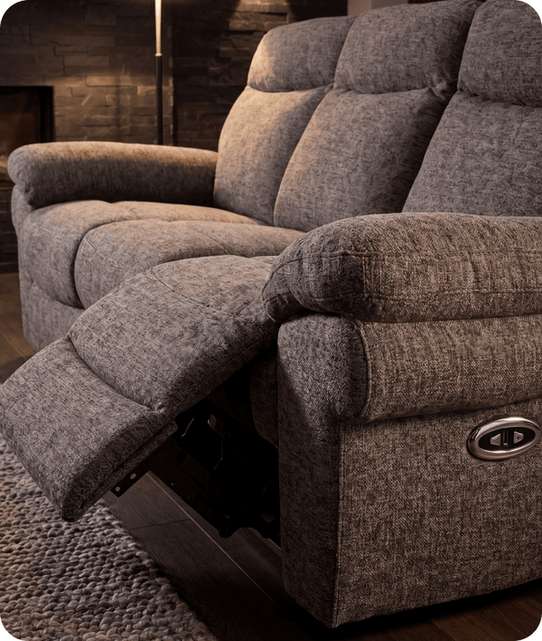 Lunaro Brown Fabric Electric Recliner 3 Seater Sofa