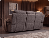 Lunaro Brown Fabric Electric Recliner 3 Seater Sofa