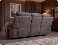 Lunaro Brown Fabric Electric Recliner 3 Seater Sofa