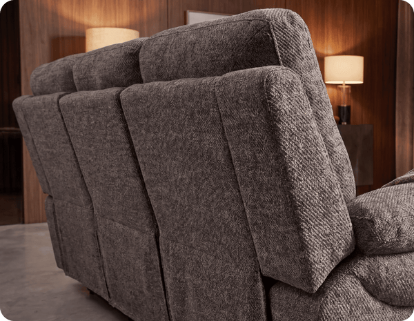 Lunaro Brown Fabric Electric Recliner 3 Seater Sofa