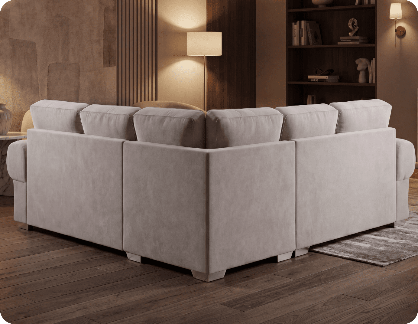 Florence High Back Cream Fabric Corner Sofa Bed