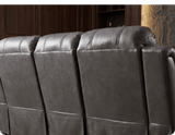 York Grey Leather 3 Seater Manual Recliner Sofa