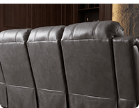 York Grey Leather 3 Seater Manual Recliner Sofa