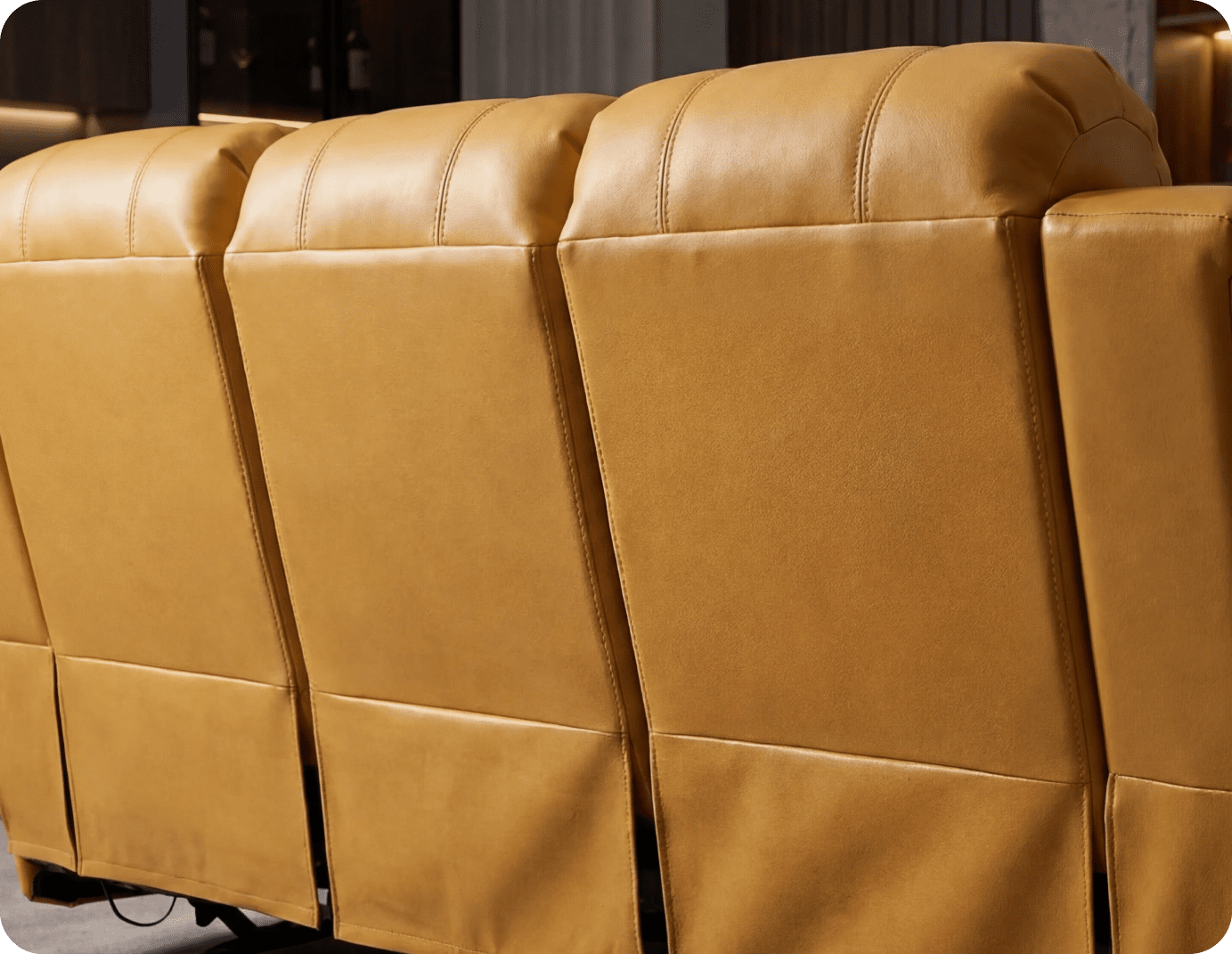York Mustard Leather Manual Recliner 3 Seater Sofa