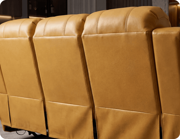 York Mustard Leather Manual Recliner 3 Seater Sofa