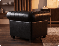 Chesterfield Black Leather Antique Armchair