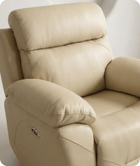 Milano Cream Leather Power Recliner Armchair