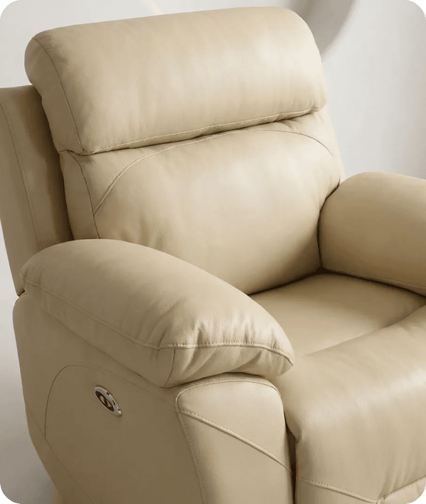 Milano Cream Leather Power Recliner Armchair