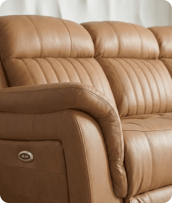 Martini Genuine Leather Caramel Electric Power Recliner 3 Seater