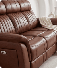 Martini Genuine Leather Tan Electric Power Recliner 3 Seater Sofa