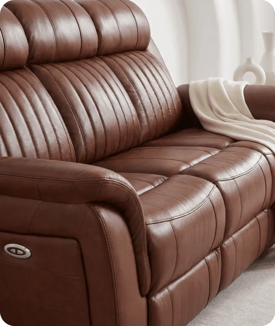 Martini Genuine Leather Tan Electric Power Recliner 3 Seater Sofa
