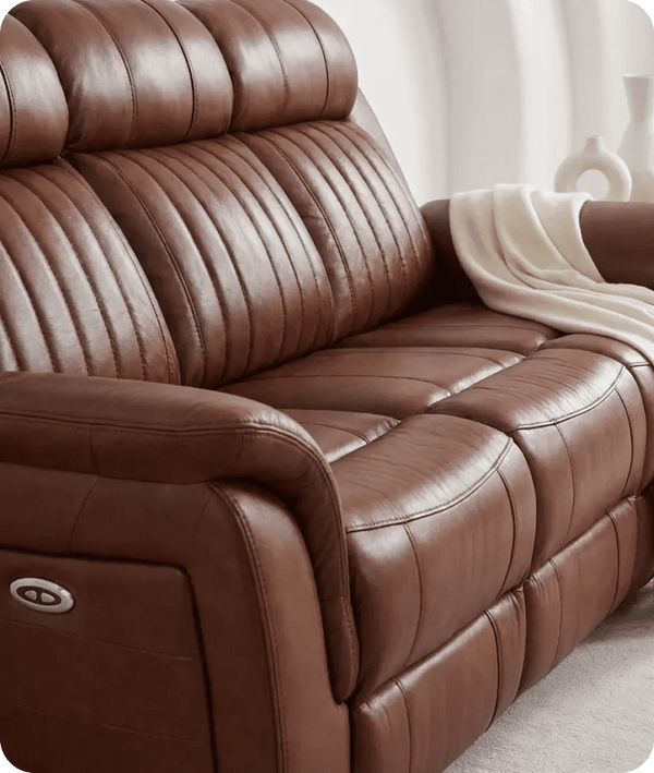 Martini Genuine Leather Tan Electric Power Recliner 3 Seater Sofa