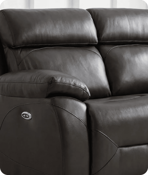 Milano Genuine Leather Grey Electric Power Recliner 2 Seater Sofa