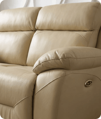 Milano Genuine Leather Cream Electric Power Recliner 2 Seater Sofa