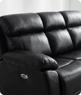 Milano Genuine Leather Black Electric Power Recliner 3 Seater Sofa