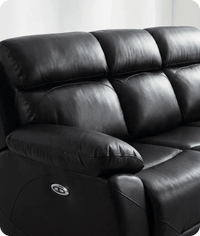 Milano Genuine Leather Black Electric Power Recliner 3 Seater Sofa