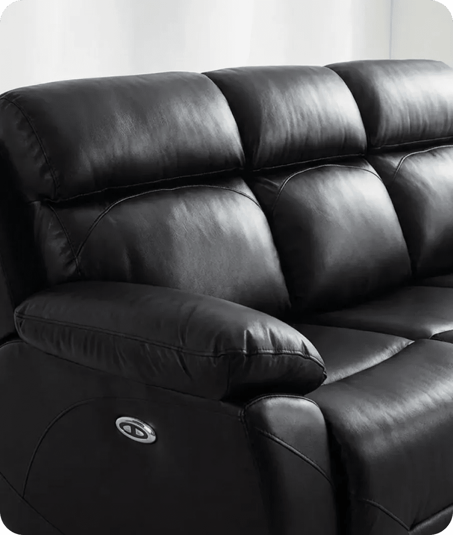 Milano Genuine Leather Black Electric Power Recliner 3 Seater Sofa