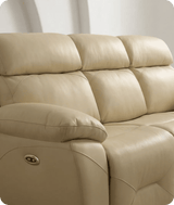 Milano Genuine Leather Cream Electric Power Recliner 3 Seater Sofa