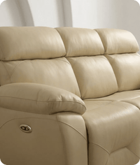 Milano Genuine Leather Cream Electric Power Recliner 3 Seater Sofa