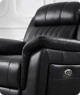 Martini Genuine Leather Black Electric Power Recliner Armchair