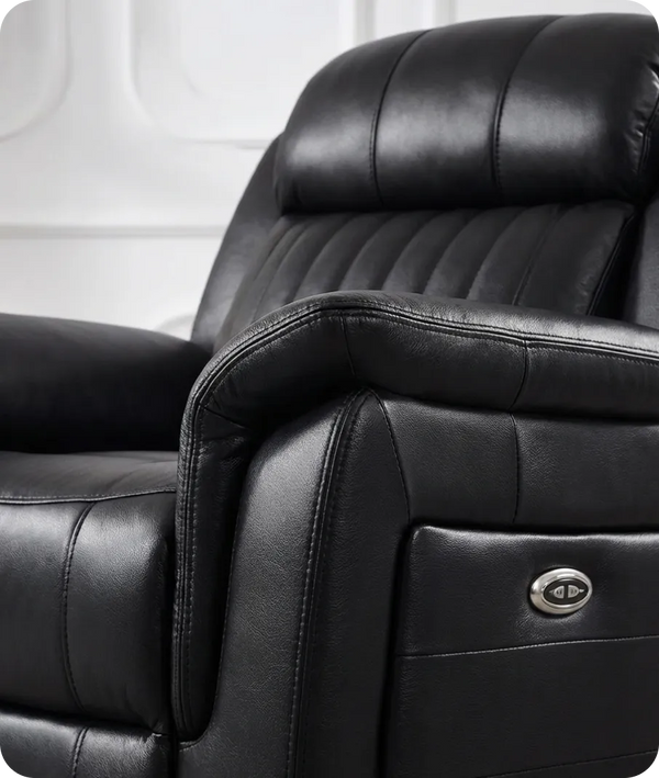 Martini Genuine Leather Black Electric Power Recliner Armchair