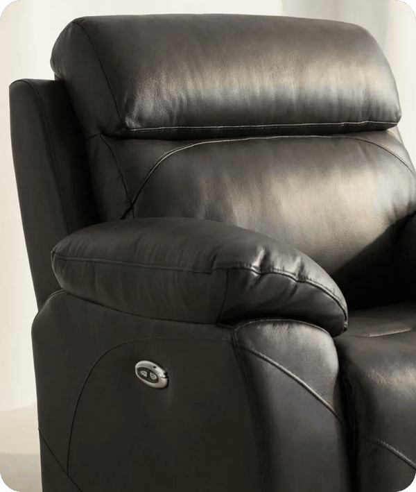 Milano Grey Leather Power Recliner Armchair