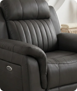 Martini Genuine Leather Grey Electric Power Recliner Armchair