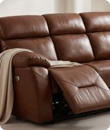 Milano Genuine Leather Tan Electric Power Recliner 3 Seater