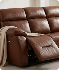 Milano Genuine Leather Tan Electric Power Recliner 3 Seater