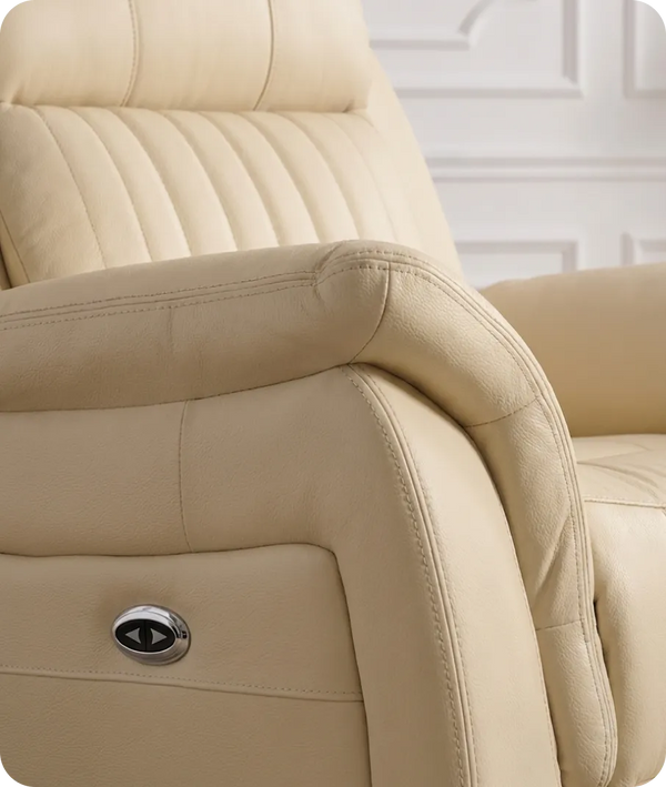 Martini Cream Leather Power Recliner Armchair