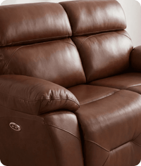 Milano Genuine Leather Tan Electric Power Recliner 2 Seater