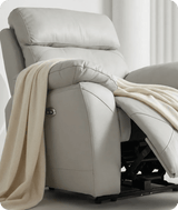Milano Genuine Leather Light Grey Electric Power Recliner Armchair