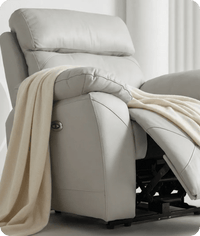 Milano Genuine Leather Light Grey Electric Power Recliner Armchair