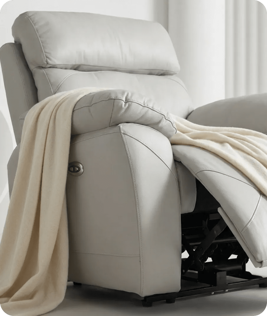 Milano Genuine Leather Light Grey Electric Power Recliner Armchair
