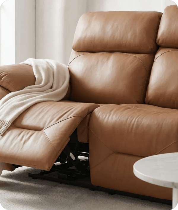 Milano Genuine Leather Caramel Electric Power Recliner 2 Seater Sofa