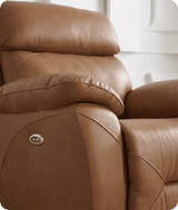 Milano Genuine Leather Caramel Electric Power Recliner Armchair