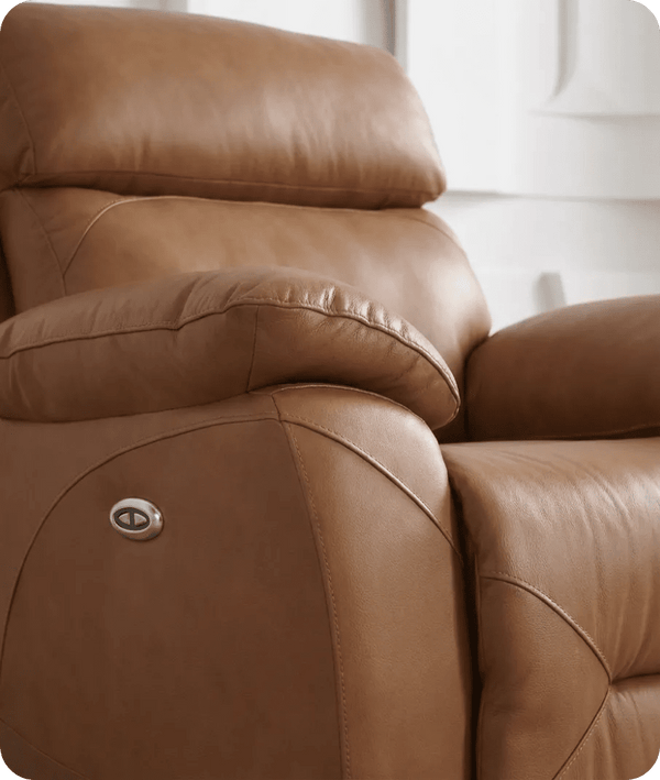 Milano Genuine Leather Caramel Electric Power Recliner Armchair